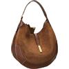 JTKSSCS Borsa Camoscio Marrone Borsa da donna sottobraccio in pelle scamosciata con cuciture in morbida, design a forma di gnocco(Color-01)