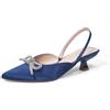 GENSHUO Scarpe da Sposa con Fiocco e Strass da Donna Décolleté con Punta Chiusa Scarpe da Sposa, Raso Marineblauer, 39 EU