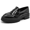 IF Fashion Scarpe Mocassini Slip On Loafers da Donna con Platform Piattaforma YL100 Nero Lucido N.36