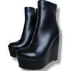 Frankie Hsu Stivaletti sexy da donna con zeppa e plateau, stivaletti neri con tacco alto, scarpe Y2K grandi taglie US4-19 unisex per donne uomini, nero, 42.5 EU