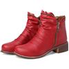 CRETUAO Stivaletti da Donna con Tacco Basso e Grosso,Comodi Stivaletti Invernali con Cerniera Laterale e Punta Tonda,Scarpe Eleganti Casual in Pelle Vintage
