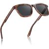 Carfia Occhiali da Sole Polarizzati Uomo Montatura Quadrata in Acetato Stile Retro Larghezza Lenti 53mm con Protezione UVA, UVB e UVC