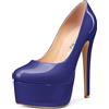 Castamere Donna Spillo Alto High Tacco Heel Piattaforma Rotonda Punta 15 CM Heels Pumps Slip-on da Matrimonio Feste Sexy Scarpe Blu C 38 EU