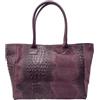 Chicca Borse Borsa a Mano Grande Shopper a Spalla da Donna in Vera Pelle (Cocco Bordeaux)