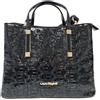 Laura Biagiotti Borsa Donna Linea Arcade, Pelle Sintetica Verniciata, Stampa LB, Manici Doppi e Tracolla Rimovibile, Dimensioni 30x12x22 cm, Accessori Oro ART.LB25W-250-1 (NERO)