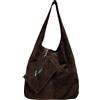 Modarno Borsa a tracolla da donna in pelle scamosciata pochette, borsa a tracolla, shopper, da donna, in vera pelle (Marrone Scuro)