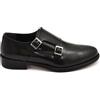Malu Shoes Scarpe Uomo Classico Doppia Fibbia in Vera Pelle Nero con Fondo in Cuoio con PIANTINA Antiscivolo Moda Uomo (40 EU)