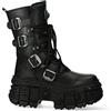 New Rock WALL373-S5 Stivali Goth con Piattaforma in Pelle Nera Unisex