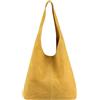 Modarno Borsa a tracolla da donna in pelle scamosciata pochette, borsa a tracolla, shopper, da donna, in vera pelle (Giallo Ocra)