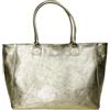 Chicca Borse Borsa a Mano Grande Shopper a Spalla da Donna in Vera Pelle (Oro)