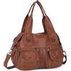 VINBAGGE Borsa Tracolla Donna Tote Bag Donna Borse a Mano Grande Elegante Borse a Spalla Shopper Borsetta per scuola, lavoro, shopping, viaggi, uso quotidiano,L-Marrone