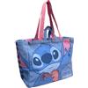 CARTOON Borsa mare Stitch con cuore Disney shopper con manici e tracolla con chiusura zip borsa a spalla da spiaggia