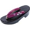 Kawaii-Story K-G-61-9 Viola Rosa Sakura Fiori Legno Nero Originale Giappone Geta Sandalo Tabi Kimono Geisha Infradito