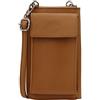 SH Leder Sarah G339 - Borsa a tracolla da donna, in vera pelle, regolabile, fino a 6,5 pollici, 11,50 x 19 cm, cognac, S