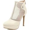 Lizoleor Bride Appuntito Sposa Tacco A Spillo Mesh Polacchine Eleganti Estate Festa Plateau Traspirante Zip Serata Scarpe Apricot Numero 36.5 EU/37Cn