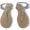 Frankie Hsu Infradito piatte sexy con fiore carino e cristallo, color argento nudo con strass di grandi dimensioni US5-19, sandali bassi per donne e uomini, Argento, 45.5 EU