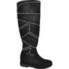 Malu Shoes Stivali Donna Estivi Alti Scamosciati forati Nero Morbidi con Zeppa para Interna con Suola Antiscivolo e Borchie Moda (40 EU)