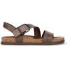 Infinity Leather Sandali piatti da donna marroni e argento con plantare a lancia e zeppa con cinturini e fibbia