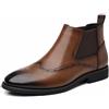 Pradize Stivaletti Chelsea Da Uomo In Pelle Sintetica Marrone Con Dettagli Brogue E Tacco Basso (Marrone scuro, 45)