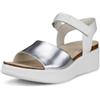 ECCO Sandali da donna Flowt con zeppa in sughero, Argento puro/bianco, 39/39.5 EU