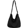 Laneko Borsa tote in tela riutilizzabile da donna borsa hobo bag in cotone borsa a tracolla in tela con 3 tasche esterne e cerniera, 664 Cotton Tote Bag-nero, Large