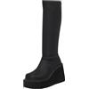 TYUIOP Stivaletti Texani Donna Estivi Alti Cowboy Boots con Tacco Alto e Plateau