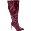 Malu Shoes Stivale Alto Donna Bordeaux a Punta Lucido Vernice Effetto calzino con Tacco a Spillo Sottile 12 cm Aderente Zip Moda (38 EU)