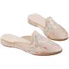 Generic Scarpe Basse da Donna con Ricami A Fiori in Raso Pantofole con Punta Chiusa in Stile Cinese Sandali alla Moda con Perle Mocassini Comodi E Leggeri, Sandali(Beige,36 EU)