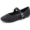 Feversole Women's Mary Jane Fashion，Scarpe Basse Classiche da Donna Décolleté Eleganti Mary Jane con Fibbia Morbida Scarpe da Ballo per Balletto per Donna Nero 38.5