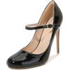 FhiHUEpr Décolleté Mary Jane a Punta Tonda da Donna - Tacchi Alti 12 cm, Scarpe da Festa Antiscivolo per Matrimoni, Discoteche, Eventi aziendali,Nero,37 EU