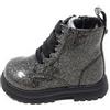 Generico Anfibio Cult T-430NStivaletto Grigio Glitter da Bambina,Lacci Neri e zip laterale,Suola Robusta ed ergonomica (Grigio glitterato, Sistema Taglie Calzature EU, Bimbo (0-5 anni), Numero, Media, 24)