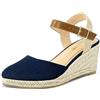PIZZ ANNU Sandali Donna con Zeppa Espadrillas Estivi Platform Scarpe con Tacco Plateau Sandalo con Punta Chiusa Comodi Eleganti Marina EU 42