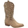 Fashion Moda Stivali Donna texano Estate Primavera G629 Traforati Tacco Basso Nero Beige Stivaletti Tronchetti con Punta (Numeric_36)