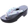 Kawaii-Story K-G-61-3 Blu Chiaro Sakura Fiori Legno Nero Originale Giappone Geta Sandalo Tabi Kimono Geisha Infradito EU