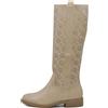 IF Fashion Stivali Alti da Donna Traforati al Ginocchio,Stile Biker Motociclista Primaverili Estivi JH22-20 beige N.37