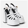 Ecoodisk Donne piattaforma sandali spessi tacchi alti solidi fibbia alla caviglia alla caviglia signore scarpe tacco con tacco Fashion Summer Pompe 2022 Nuovo sandalo-White,36