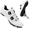Hixingo Scarpe da Ciclismo MTB per Uomo Donna MTB Compatibili Pedali SPD Fori di Ventilazione Traspirante Unisex Scarpe Mountain Bike Ciclismo All'aperto per Bici, 37-47 EU (Bianco,39)