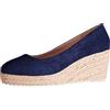 Generisch Espadrilles - Scarpe da donna con zeppa, tinta unita, chiuse, con plateau