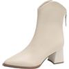 Generisch Stivaletti da donna in pelle, con tacco medio alto e cerniera posteriore, beige., 39 EU
