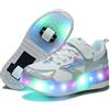 Lovelysi Unisex Scarpe da LED Luce Singolo Doppia Ruota Skateboard Sportive con Rotelle Automatiche Ruota Outdoor Multisport Ginnastica Running Sneaker USB Ricaricabile