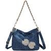 YeFine Borsa in denim con strass borsa a tracolla Bling piccole borse jeans per donne borse estetiche