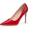 GENSHUO Scarpe Decolte Donna con Tacco a Spillo da 10 cm,Sexy Alto Tacco a Punta per Feste,Balli di Fine Anno,Matrimonio con Tacco a Spillo,Rosso,Taglia 40.5 EU