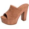 Generico Sandali Donna Tacco Largo Comode Eleganti Sandali Nuovi Moda Cuoio Artificiale Mules Estivi Pantofole Tacco Alto Cerimonia Plateau Slip on Decollete Tacchi Antiscivolo Ciabatte Zeppa Tacco Medio