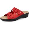 Fly Flot Barbariga, Ciabatte Donna in Microfibra, Traspiranti, con Doppia Fibbia regolabile, Sottopiede in Pelle, Rosso, 37