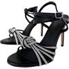 Frankie Hsu Sandali sexy con tacco alto unisex a spillo, nero oro gemma strass fiocco fiocco stile moda, grande taglia US4-19 fibbia elegante elegante scarpe per donna uomo, nero, 50 EU