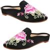 Holibanna 1 paio di pantofole etniche da donna ricamate, comode, morbide, cinesi con peonia floreale, Nero , 38 EU