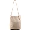AOSSTA Borsa Tote da Donna Fashion Designer Taglia Media Tinta Unita Morbida Finta Pelle Hobo Borsa a Spalla Borsetta Borsa a Secchiello, Beige, Medium