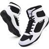 Bravover Scarpe da wrestling High Top Pro Wrestling & Boxe, per uomo e donna, Nero e bianco, 39 1/3 EU