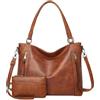 Long Keeper Grande Borsa Donna Tote Bag - Borsa Tracolla Donna Pelle Impermeabile Borse Shopper Lavoro PC Borse a Spalla e Tracolla Portafoglio 2 Pezzi