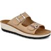 Fly Flot 42G64 4C Beige Ciabatte Pantofole ESTIVE Donna Made in Italy, Due Fibbie Regolabili, Sottopiede Vera Pelle ANATOMICO, ANTISHOCK, Antiscivolo, Suola PIUMATECK, Zeppa 3,5 CM, 36 EU